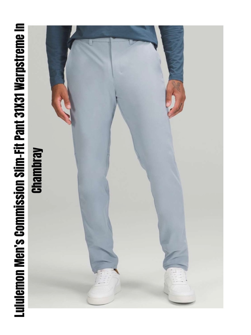 Lululemon Men’s Commission Slim-Fit Pant 31X31 Warpstreme In Chambray